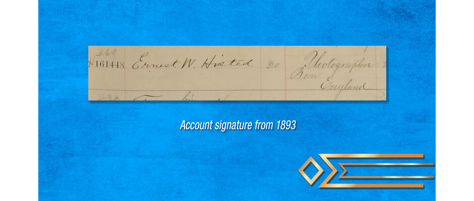 Account signature of Ernest W. Histed