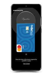 Mobile phone with Samsung Pay and Dollar Bank Mastercard picture