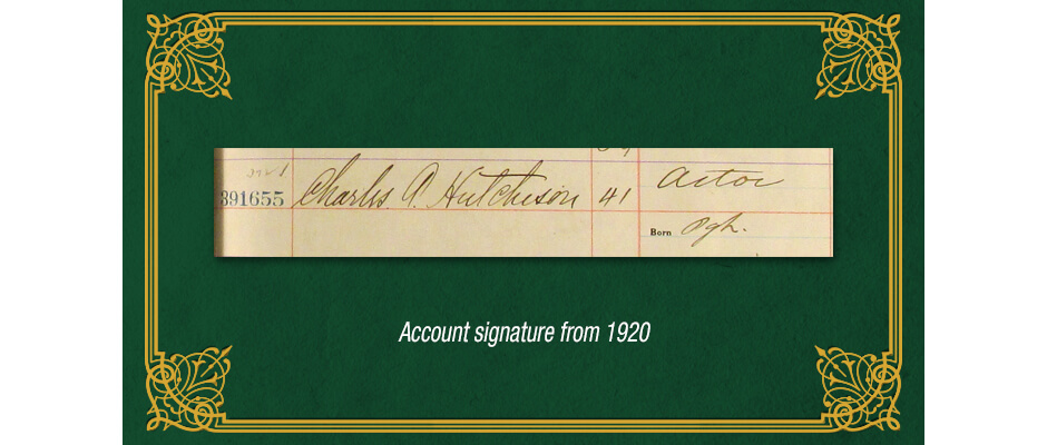 Charles Hutchinson Dollar Bank account signature.