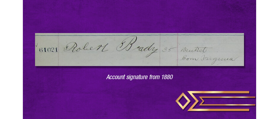 Account signature of Robert Brady