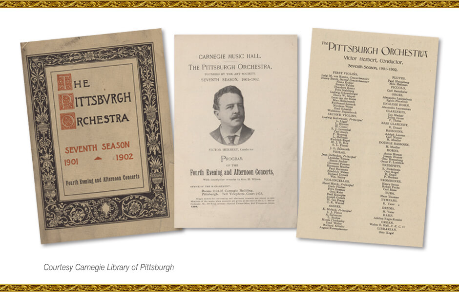 Carnegie Music Hall playbills, courtesy of the Carnegie Library of Pittsburgh.