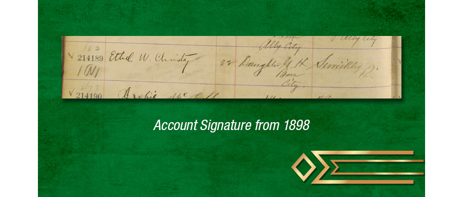 Dollar Bank account signature of Ethel Christy.