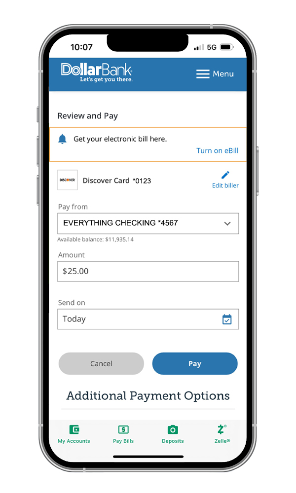 Online Bill Pay Screenshot
