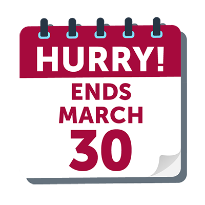 Calendar date: sale ends march 30