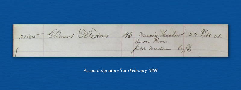 1869 account signature of Clement Tetedoux
