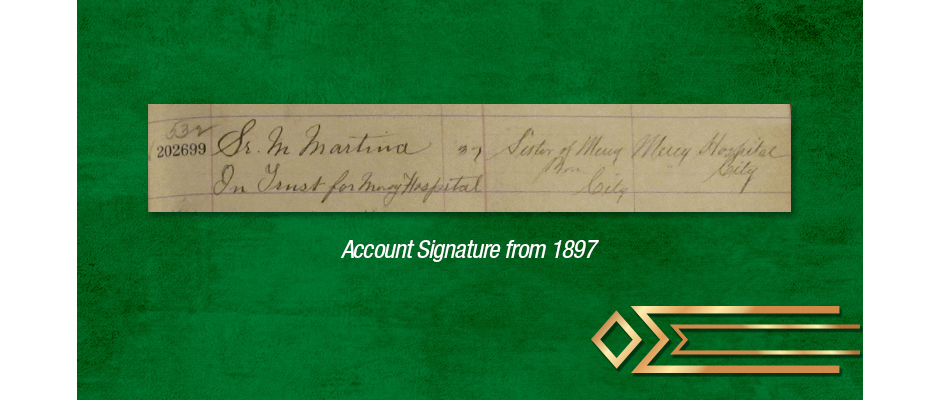 Account signature of Sister M. Martina Byrne