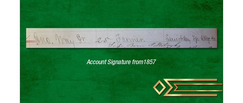 Dollar Bank account signature of John Way, Jr.