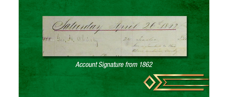 Dollar Bank account signature of George Christy.