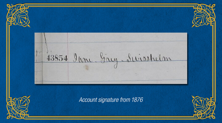 Account signature of Jane Grey Swisshelm