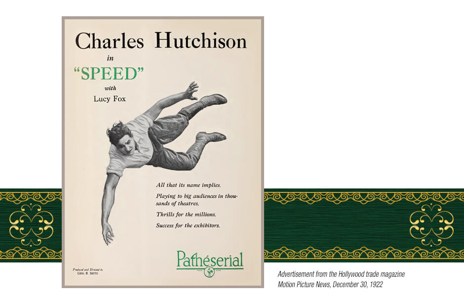 Advertisement from the Motion Picture News for Charles Hutchinson in "Speed."