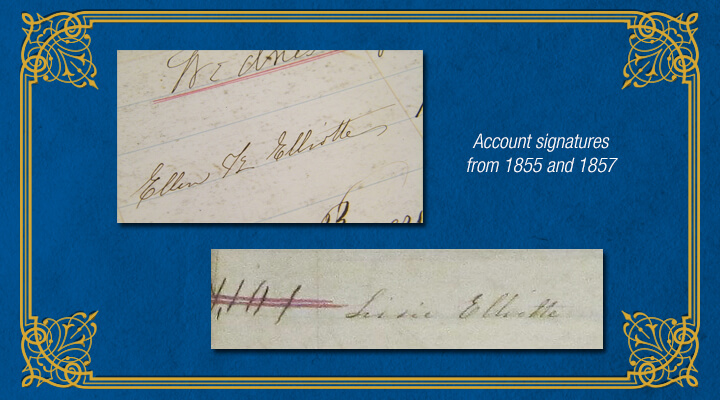 Account signature of Ellen K. Elliotte and Lizzie F. Elliotte