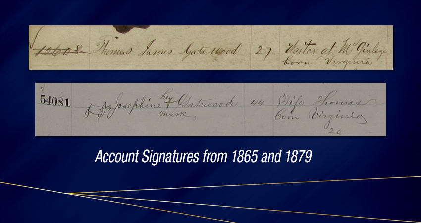 Dollar Bank account signatures of the Gatewoods.