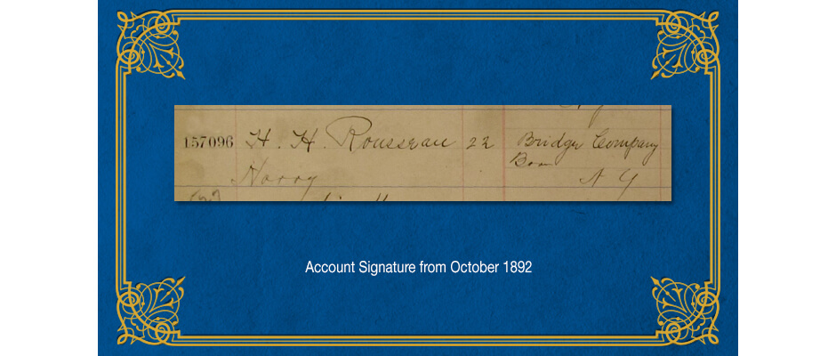 Dollar Bank account signature of Harry H. Rosseau.