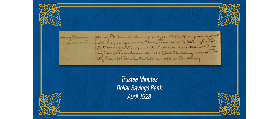 Trustee Minutes of Dollar Savings Bank from April 1928
