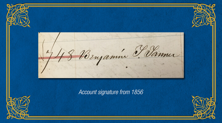Account signature of Benjamin Tucker form 1856