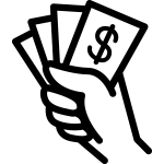 Hand with money icon