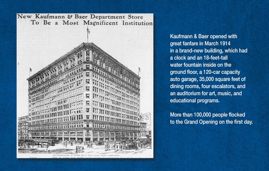 Illustration of the new Kaufmann and Baer Department Store in 1914.